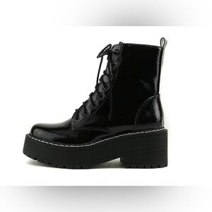 Soda Women’s “Fling” Black Patent Combat Boots